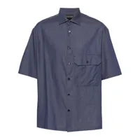 emporio armani chemise en jean à logo brodé - bleu