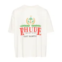 rhude t-shirt east hampton crest - tons neutres