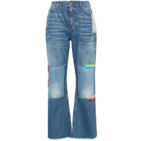 marni jean droit à détails en mohair - bleu