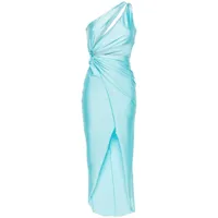 amen robe longue en satin à design asymétrique - bleu