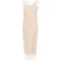 sportmax robe longue à perles artificielles - blanc