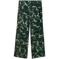 burberry pantalon enduit à fleurs - vert