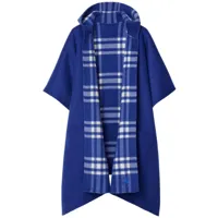 burberry cape réversible en cachemire à motif vintage check - bleu