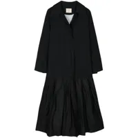 shanshan ruan manteau long à empiècement plissé - noir