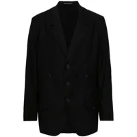 yohji yamamoto blazer en coton à simple boutonnage - noir