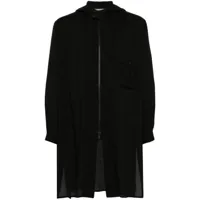 yohji yamamoto manteau zippé à capuche - noir