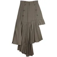 rokh jupe plissée à design asymétrique - marron