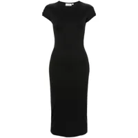 calvin klein robe mi-longue à design nervuré - noir