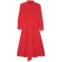 kiton robe mi-longue à détails plissés - rouge