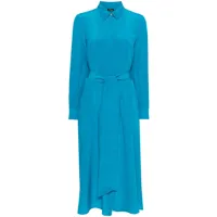 kiton robe mi-longue à détails plissés - bleu