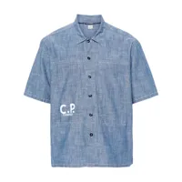 c.p. company chemise en jean à logo imprimé - bleu