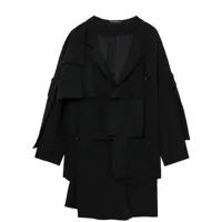 yohji yamamoto manteau superposé à découpes - noir
