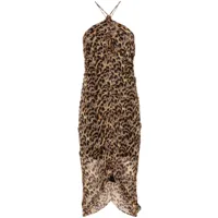 marant étoile robe mi-longue à imprimé léopard - marron