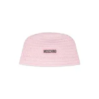 moschino kids chapeau en coton à logo appliqué - rose