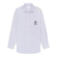 sporty & rich chemise en coton crown à rayures - blanc