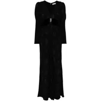 rixo robe longue en velours anastasia à fleurs - noir