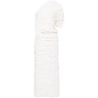 chloé robe longue volantée à design asymétrique - blanc