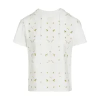 giambattista valli t-shirt en coton à fleurs brodées - blanc