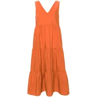 woolrich robe longue à col v - orange