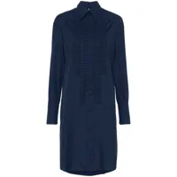 marni robe courte en popeline à détails plissés - bleu