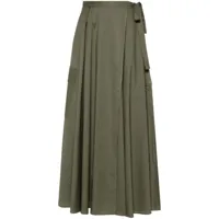 twinset jupe portefeuille mi-longue à plis - vert