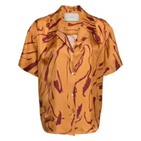 asceno abstract-print short-sleeve shirt - marron