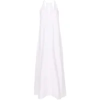 120% lino robe longue à dos nu - blanc