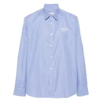 maison kitsuné chemise en coton à logo brodé - bleu