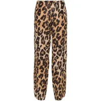musier pantalon droit à imprimé léopard - marron