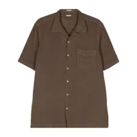 massimo alba chemise en lin à manches courtes - marron