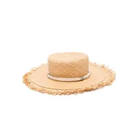 peserico chapeau en raphia à ornements de perles - tons neutres