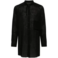 yohji yamamoto chemise en lin à empiècements - noir