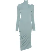 fendi robe mi-longue asymétrique à découpe - bleu