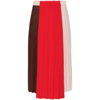 mrz jupe plissée à design colour block - marron