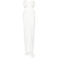 ana radu robe drapée à appliqués fleur - blanc