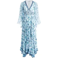alice + olivia robe longue sion sunburst - bleu