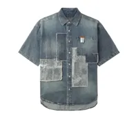 musium div. chemise en jean à design patchwork - bleu