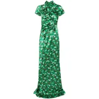 saloni robe longue kelly à fleurs - vert