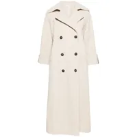 brunello cucinelli double-breasted crinkled trench coat - tons neutres