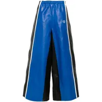 vetements pantalon colour block en cuir - bleu