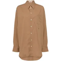 helmut lang chemise en coton à logo brodé - marron