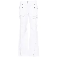 blumarine pantalon droit en satin à détail de sangles - blanc