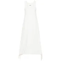 jil sander robe longue en coton à logo brodé - blanc