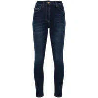 elisabetta franchi jean skinny à plaque logo - bleu