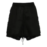 p.a.r.o.s.h. logo-embroidered frayed shorts - noir