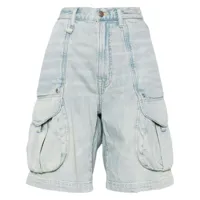 r13 short en jean à poches multiples - bleu