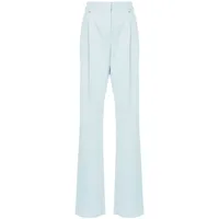 stella mccartney pantalon droit à détail de plis - bleu