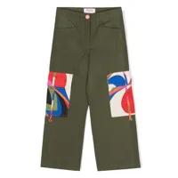 pucci junior pantalon cargo à poches contrastantes - vert