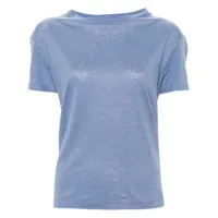 vince t-shirt en lin à manches courtes - bleu