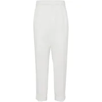 brunello cucinelli pantalon de costume en coton - blanc